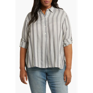Max Studio Stripe Long Sleeve Button-up shirt 1X